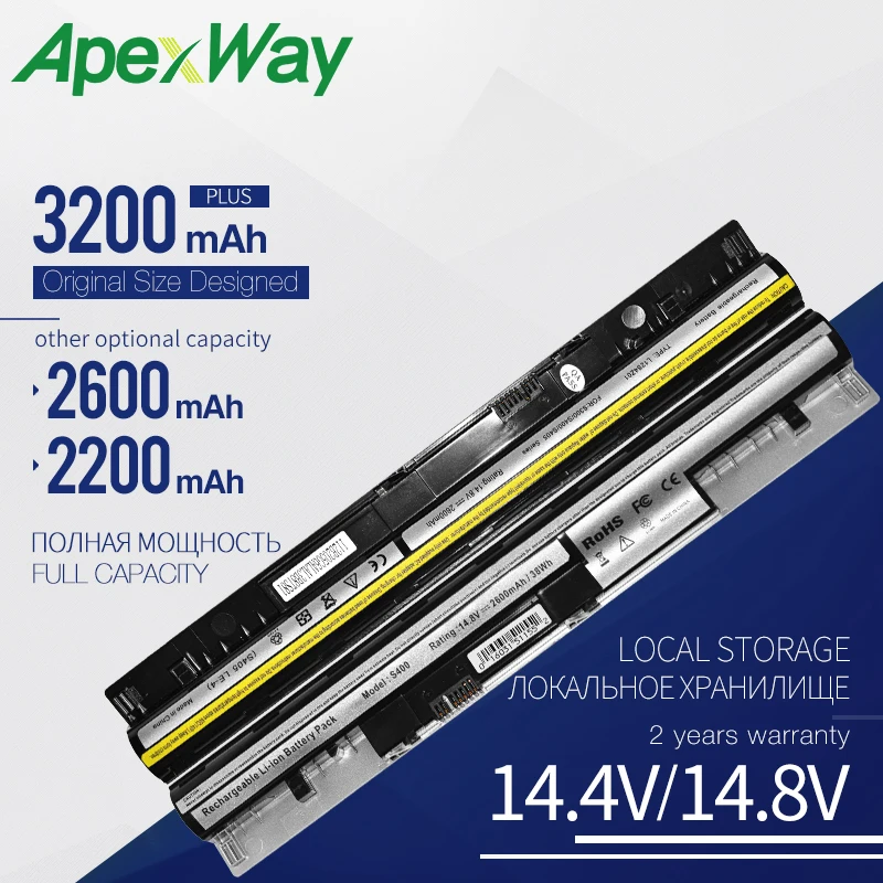 Apexway Аккумулятор для ноутбука L12S4L01 4ICR17/65 L12S4Z01 Lenovo I1000 IdeaPad S300 S310 S400 S405 S410 S415 Flex 14 15D