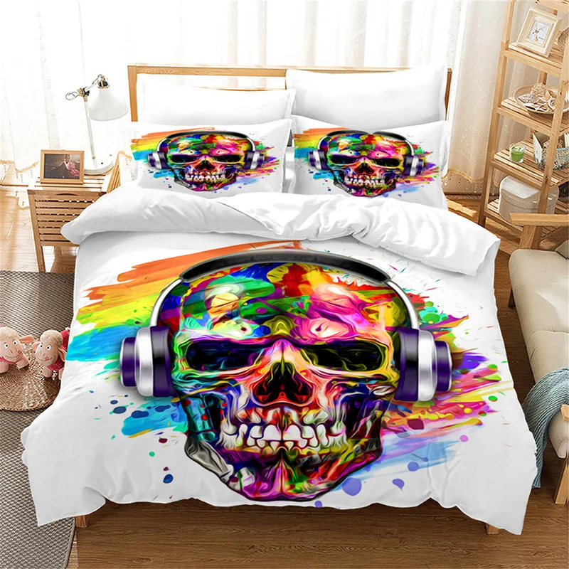 

Skull quilt cover 2/3pcs bedding and home textile kit skull bedding set