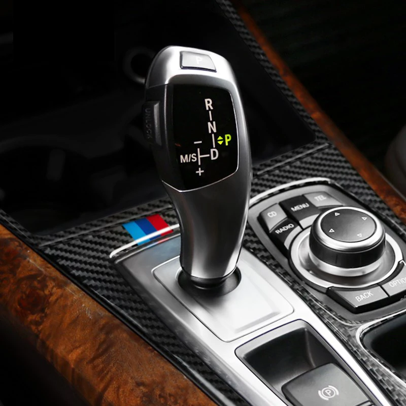 

Carbon Fiber Car Inner Control Gear Shift Cover Trim interior Stall Decoration decorative Panel Sticker for BMW E70 E71 X5 X6