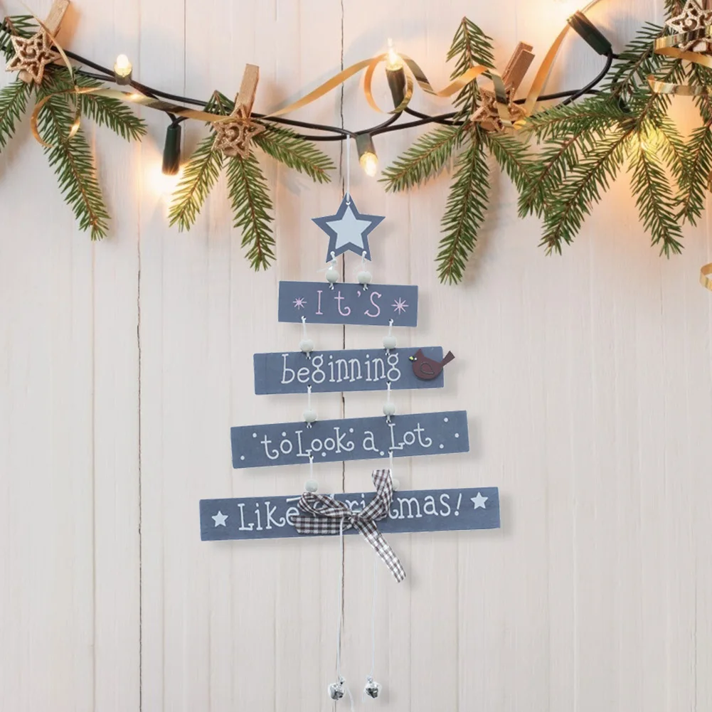 Деревянные буквы звезда Птица Лук Кулон DIY Висячие деревянные чипы орнамент