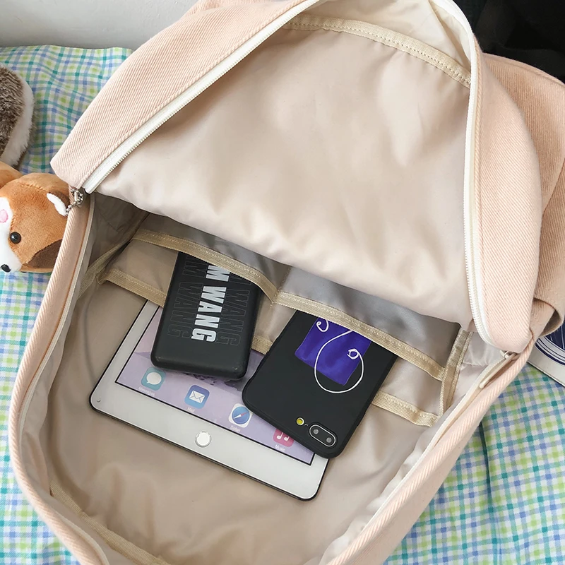 

Quality Canvas Women Backpack Lovely Student School Backpack Female Shoulder Bag Schoolbag For Girl Large-Capacity School Bag