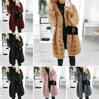 womens long sleeve faux fur coat hooded jacket casual winter thicken fashion