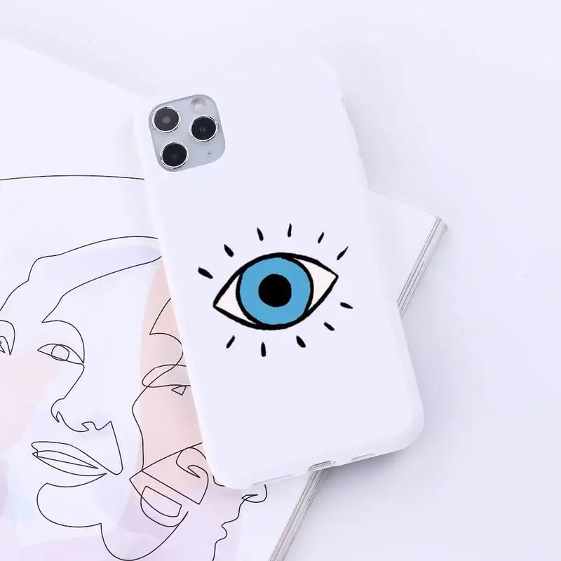 

Evil eye Mysterious Blue Totem Phone Case Candy Color for iPhone 6 7 8 11 12 s mini pro X XS XR MAX Plus