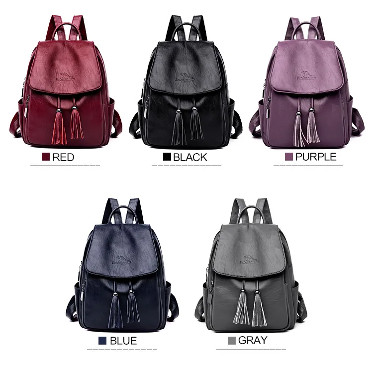 Модный женский рюкзак Mochilas из овечьей кожи с кисточками, Женская дорожная сумка, рюкзаки, школьные рюкзаки для девочек-подростков