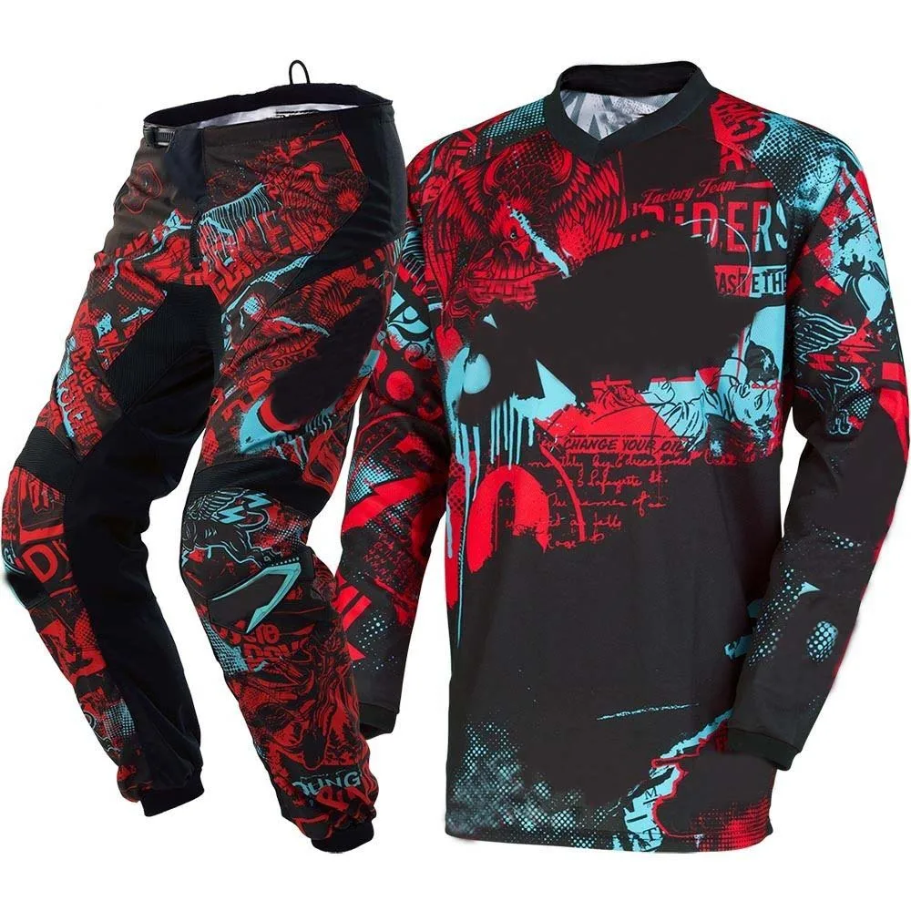 Красный MX гонки элемент Warhawk серый мотокросса велосипед MX Dirt gear-Jersey брюки комбо набор - Цвет: Красный
