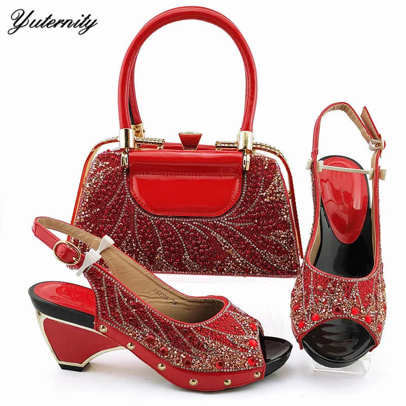 2021 нигерийская Свадебная обувь и сумка в комплекте Комплект африканском стиле