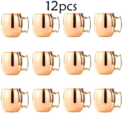 12Pcs Copper1 12 штук, 550 мл, медные кружки, металлическая кружка, чашка из нержавеющей стали, пивная, винная, кофейная чашка - Color: 12Pcs Copper1