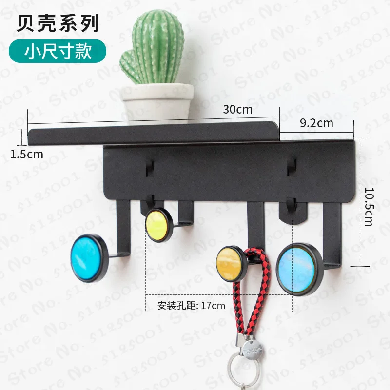 

Iron Entryway Wall Shelf Hanging Shelf Wall-Mounted Coat Hook Rack with 4/5/6 Dual Metal Hooks for Hallway Bathroom Living Room