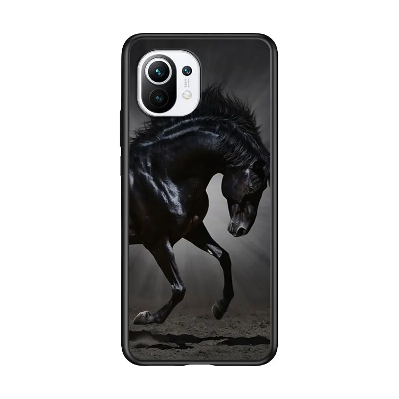 

Cute Animal Horse for Xiaomi Mi 11 10T Note 10 Ultra 5G 9 9T SE 8 A3 A2 A1 6X Pro Play F1 Lite 5G Black Phone Case