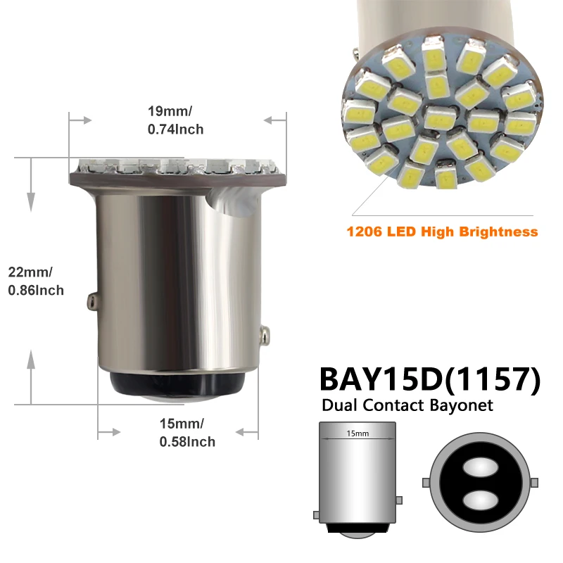 10 шт. 1156 BA15S P21W 22Led 3014 Автомобильные светодиодные указатели поворота парковки