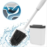 household bathroom accessories soft haired silicone toilet brush with base no dead corners clean without damaging the glaze