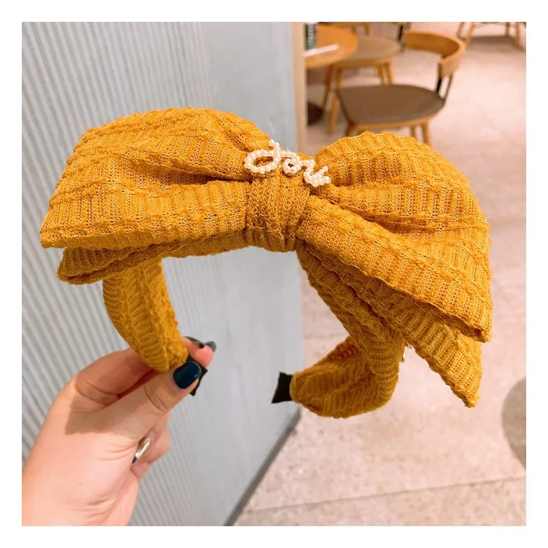 

Original Big-Name Hairband Headband Folds Embossed Plain Wide-Brimmed Big Bow Headband Comfortable Non-Slip Hair Accessory