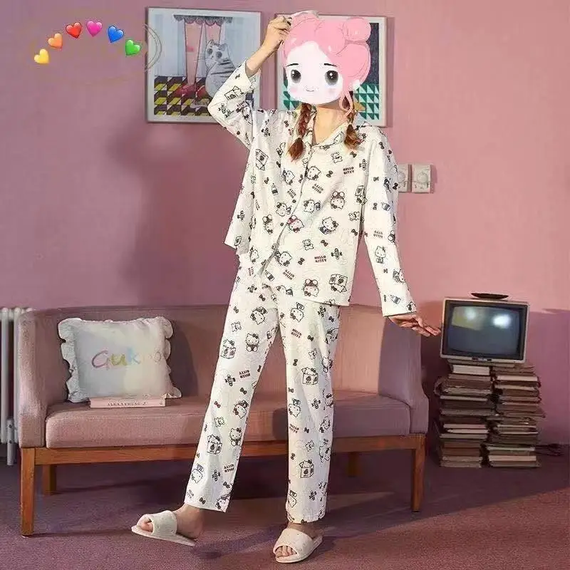 Long Sleeve Pajamas Autumn Long Sleeve Trousers Suit Printing Cartoon Bunny Fashion Pyjama Set Large Size Nightwear Home Service