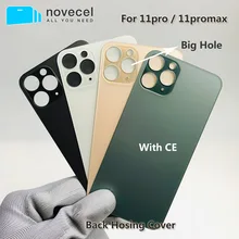 5pcs Big Hole Back Glass Battery Cover For iPhone 11pro Max Rear Door Housing Case Back Glass Cover with CE Text Easy to Change