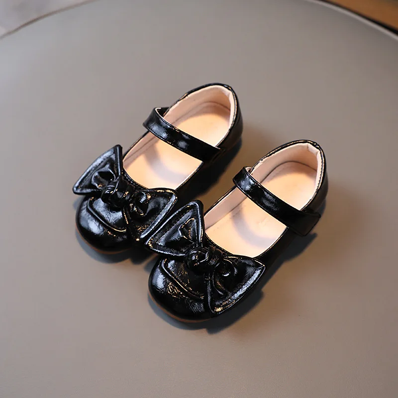 

2021 Autumn Girls Sandals Big Bowtie Ankle Strap Princess Shoes Baby Butterfly Knot Leather Shoes Kids Beach Shoes Child Toddler