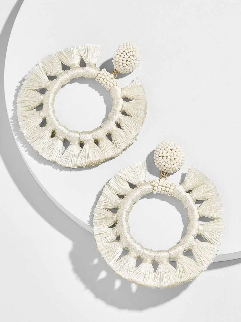 Dvacaman INS Fashion Statement Earrings Women Boho Rattan Knit Drop Earrings Wooden Dangle Earrings Wedding Jewelry Wholesale - Окраска металла: 13