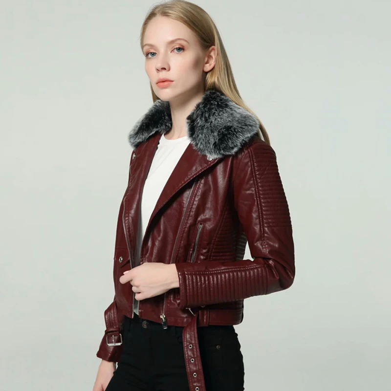 Fitaylor/Новинка Женская зимняя куртка из искусственной кожи Короткое пальто Теплая