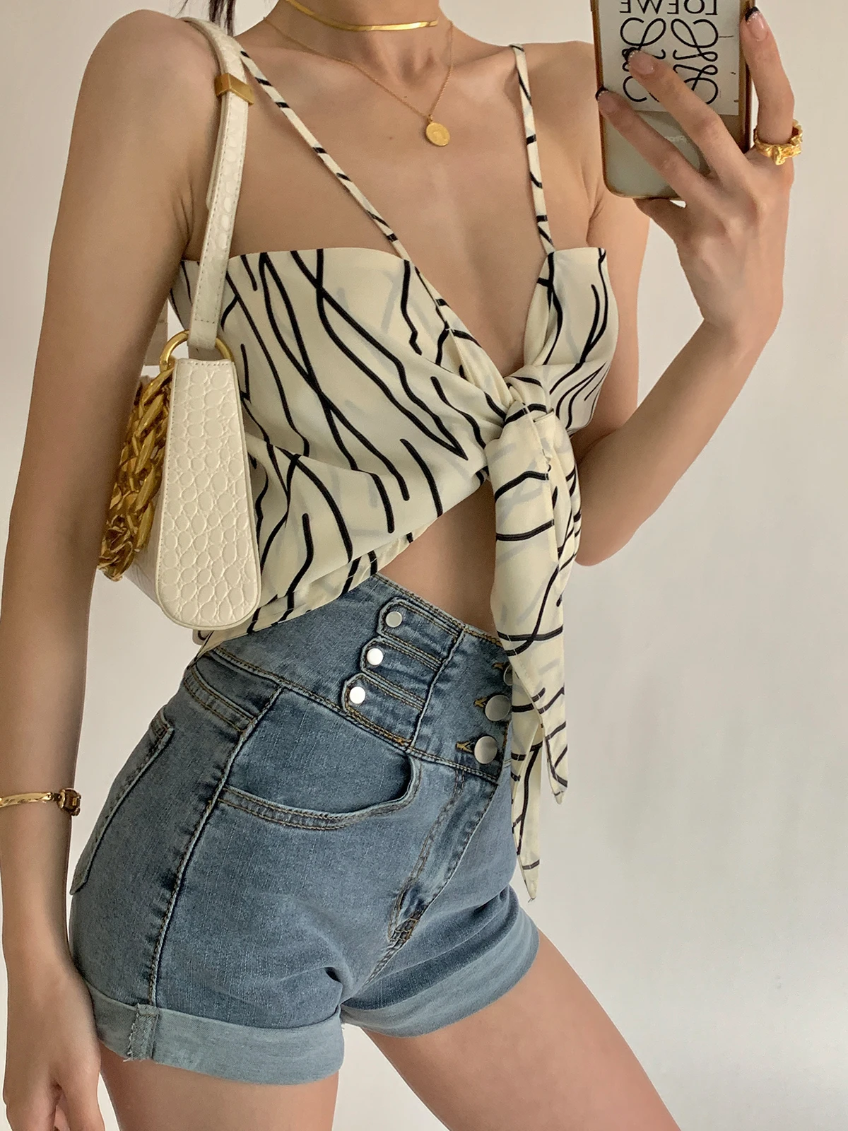 off shoulder Irregular camisole female hot girl style bow tie design sense all-match top summer kawaii corset tank top sexy haut