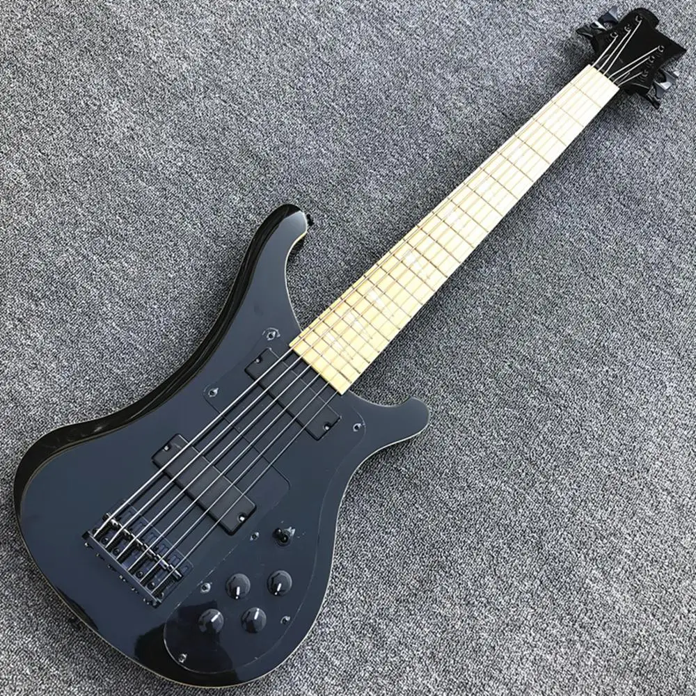 На заказ 6 струн бас гитары черная электрогитара Рик модель класс 4003 корпус клен