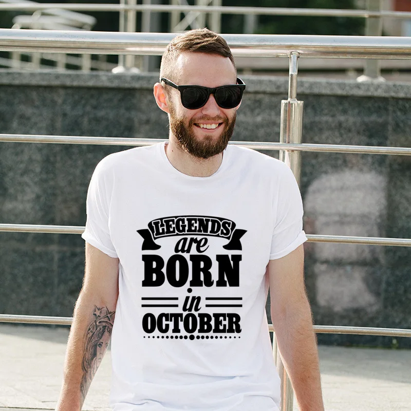 

Father Day Legends Are Born In October Manga Plain Tops T Shirt Summer Loose Customized Tee-Shirts Europe Faddish T-Shirts