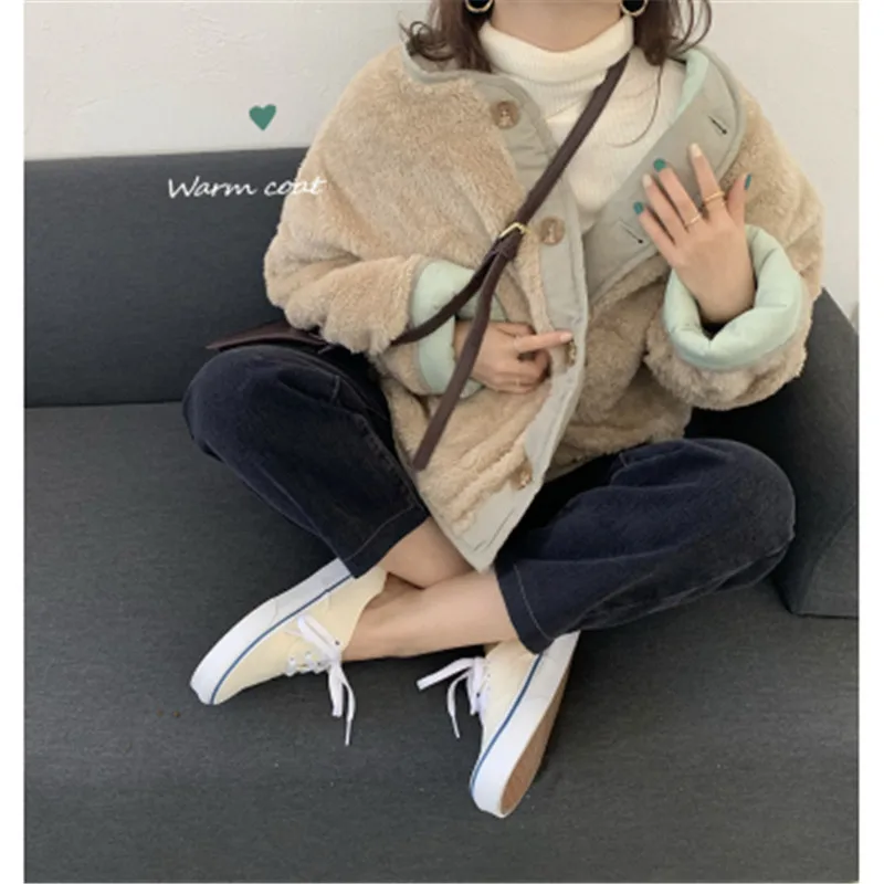 

Vintage Thicken Coat for Women 2020 Korean Casual Solid Embossed Short Jacket Female Long Sleeve Oversized Outwear 5G002