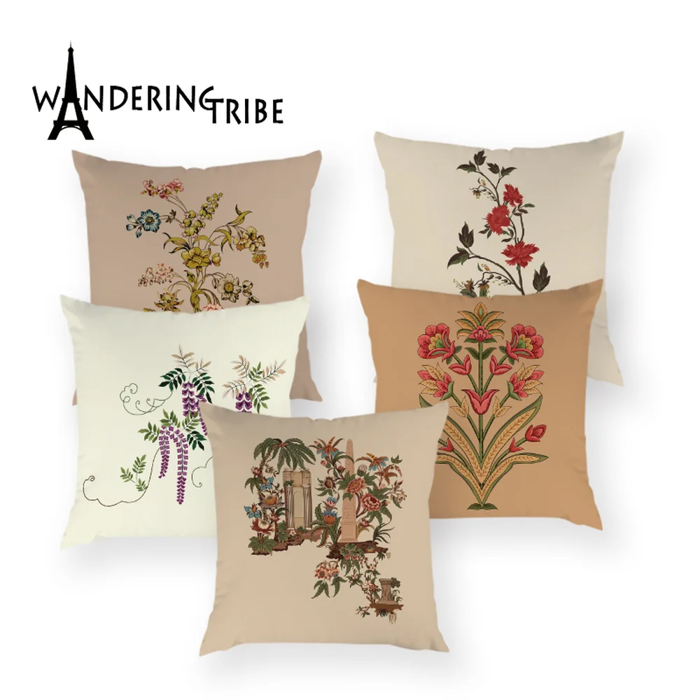 Винтажный чехол для подушки в виде растения декоративный стиле фермерского дома