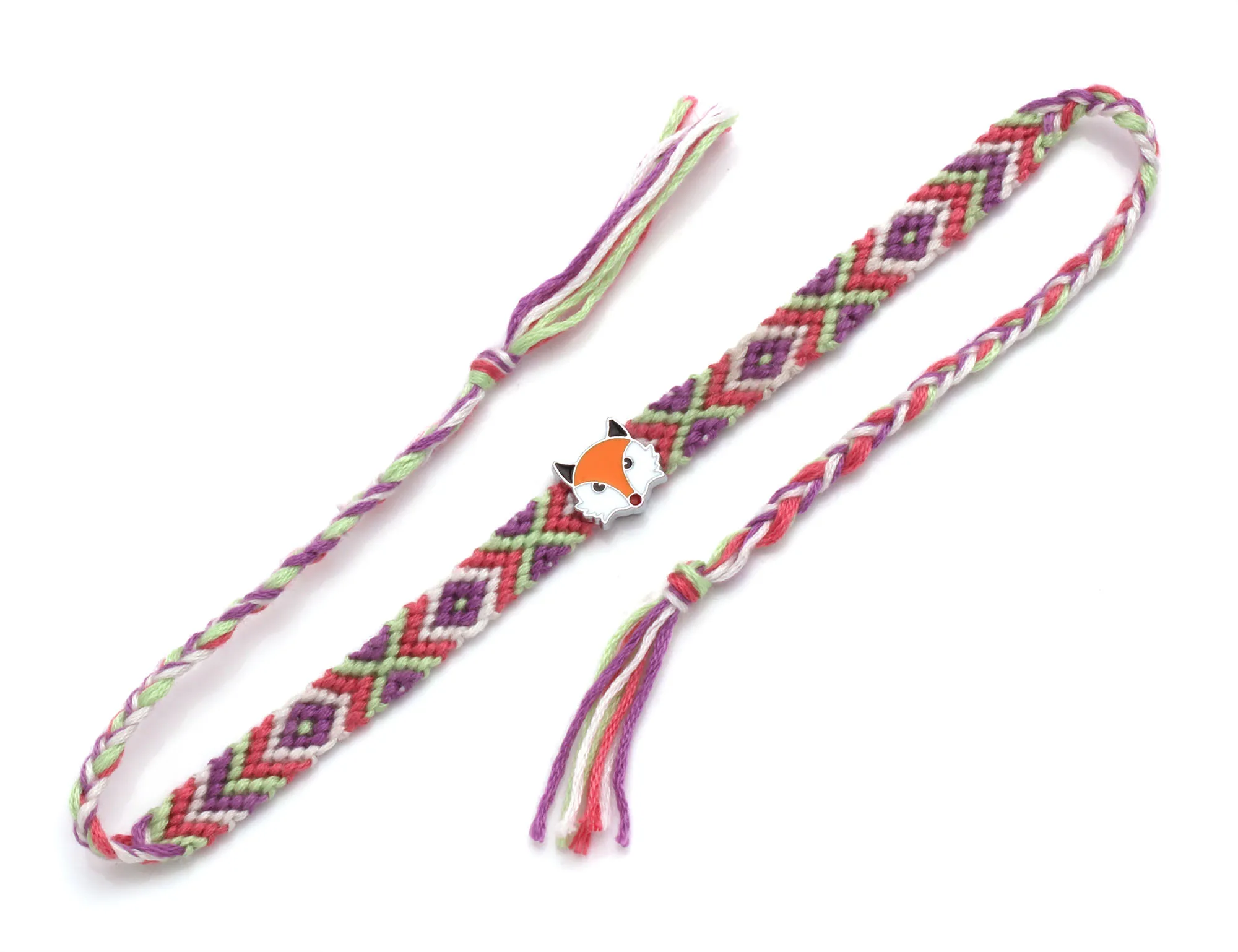 Женский и мужской плетеный браслет Boho милый в виде лисы из хлопка подарок для