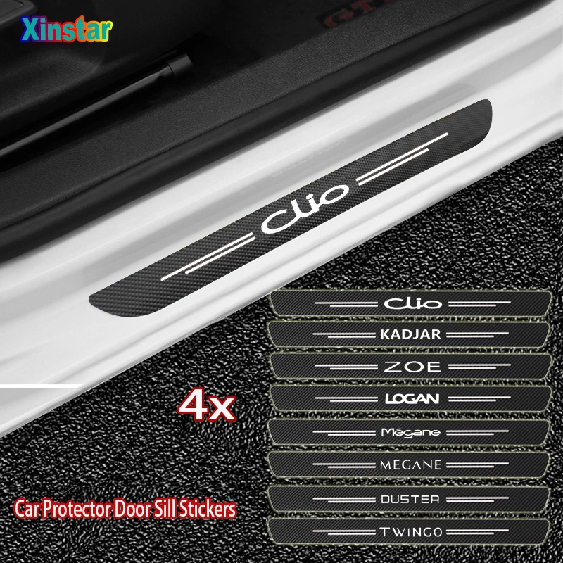 

4pcs Car Protector Door Sill Stickers for Renault Clio ZOE duster Megane TWINGO Logan KADJAR Car tyling