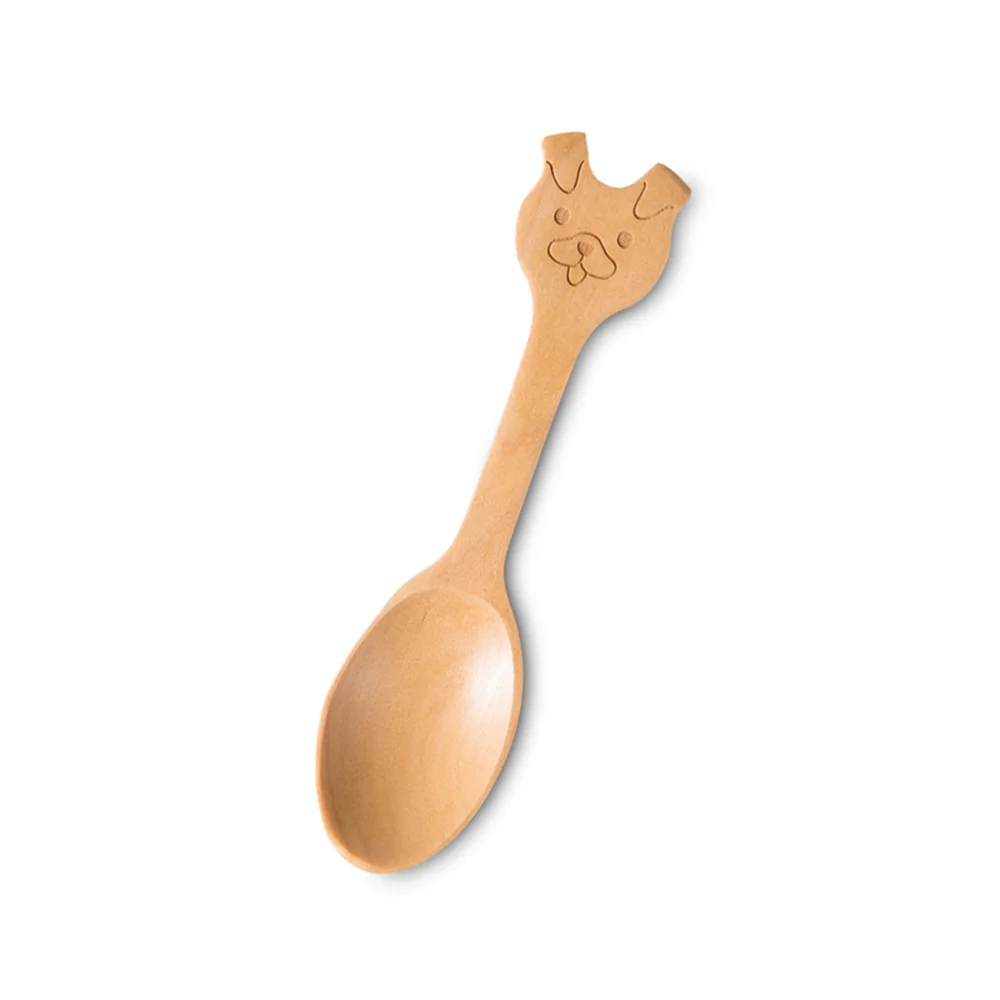 

4PCS Cartoon Spoon Mini Wooden Powder Spoon Creative Animals Ice Cream Spoon Short Handle Sugar Spoon for Children