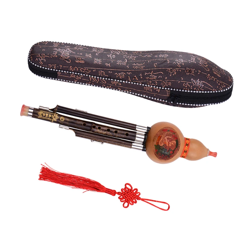 3 тона C-Key Hulusi Тыква Cucurbit Flute Black Bamboo pipe Китайский традиционный инструмент с