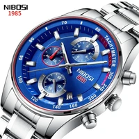 nibosi fashion casual new mens calendar watches stainless steel strap luminous hands waterproof quartz watch relogio masculino