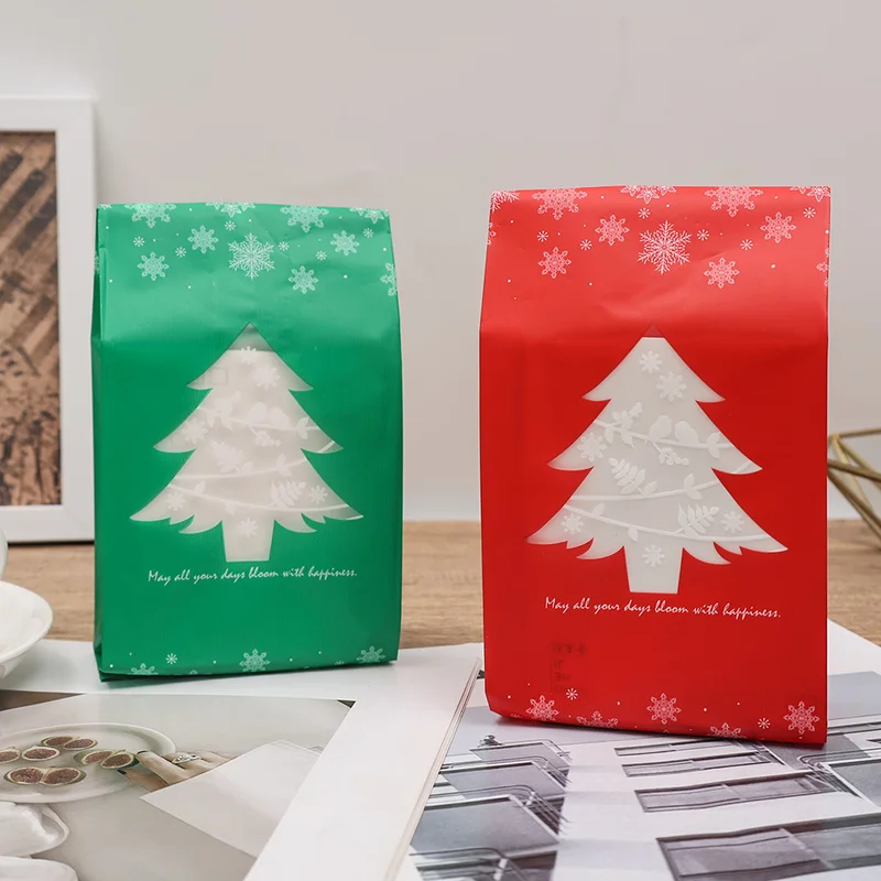 

50pcs Cookie Candy Biscuit Packaging Bag Christmas Plastic Gift Bags Christmas Decoration Christmas Tree Bag New Year Gift Bag