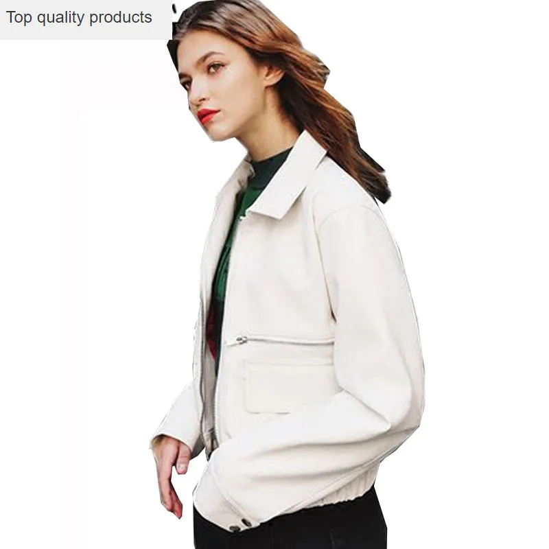 

Женская короткая куртка из ПУ кожи, свободного покроя, с свободным рукавом