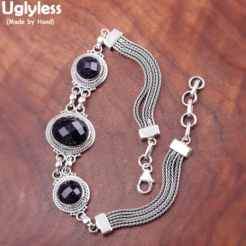 Браслеты для женщин с бесклеевым таинственным темно-синим песочным камнем