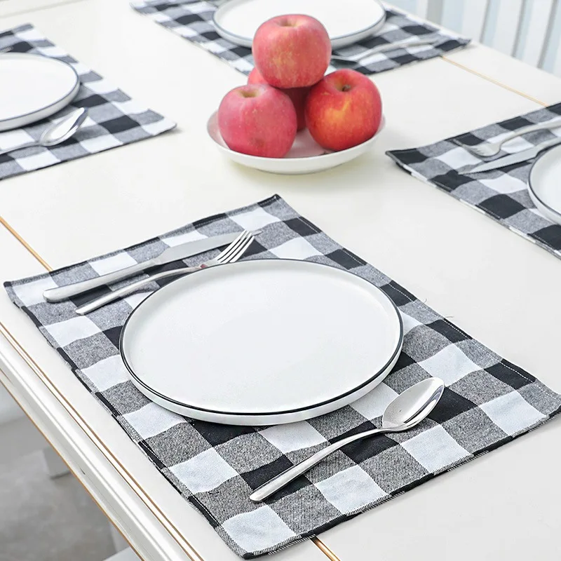 Скатерть в клетку с флагом для стола рождественские украшения домашвечерние