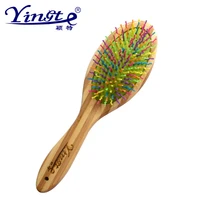boutique bamboo pet rainbow comb colorful curved wave comb dog dog comb hair knot beauty dog comb