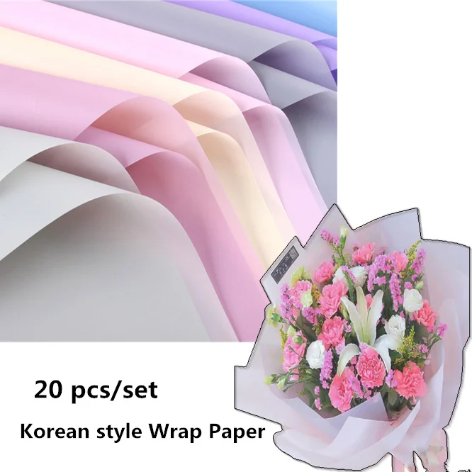 20pcs/set Korean style Color Tissue Paper Wrapping Flower Wrap Paper Valentine's Gift Wrapping Paper Wedding Gift Packing Materi