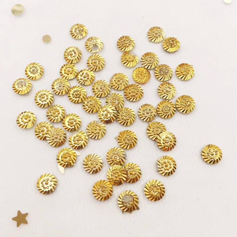 Блестящий 400 шт золотой 5 мм круглый цветок Flatback Стразы скрапбук сделай сам