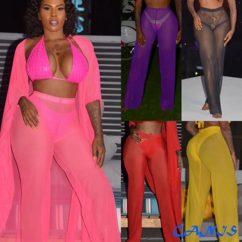 Популярные женские широкие расклешенные брюки с высокой талией длинные пляжные