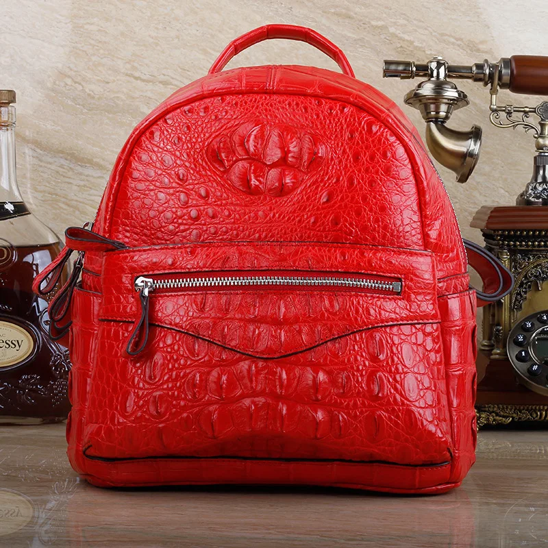 Женский рюкзак из натуральной кожи крокодила на молнии|Женские рюкзаки| |
