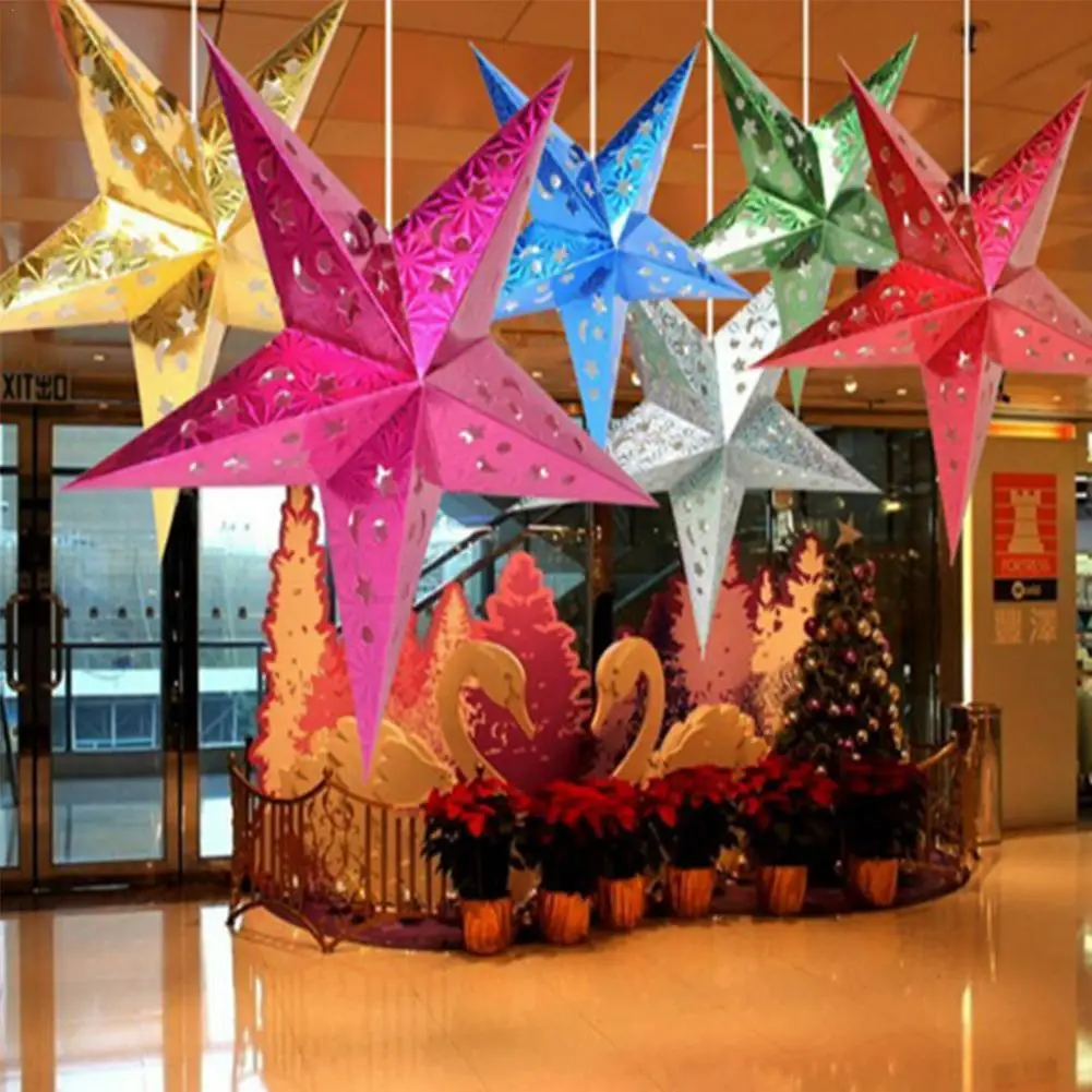 

New Arrival 1Pcs Multi Colors 3D Star Paper Lantern Christmas Wedding Decor Home Pub Hanging Lampshade Light E7U7