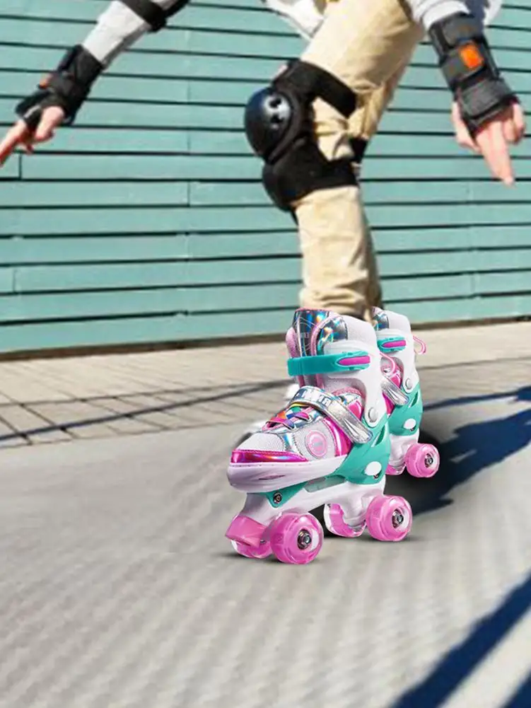 Kids Adjustable Roller Skates 8 Fun Shining Wheels Ideal Gifts