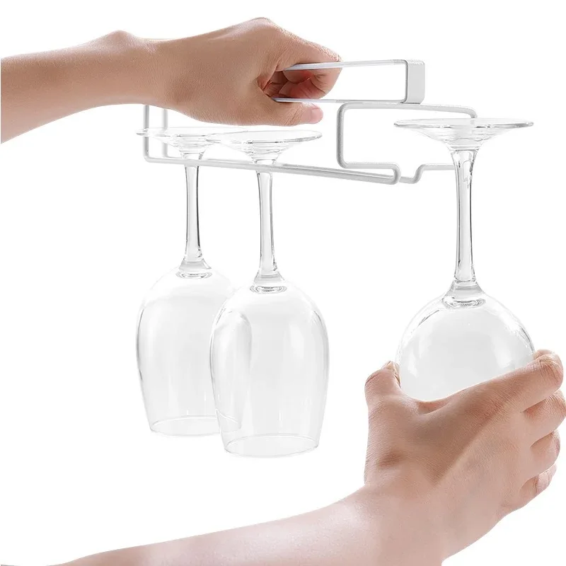 Stemware Inverted Storage Shelf Wine Glass Holder Hanging Iron Rack Champagne Goblet Cup Under Cupboard | Дом и сад