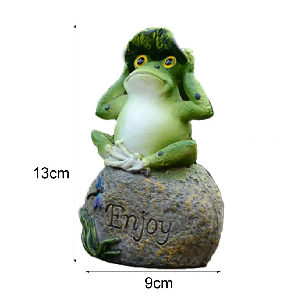 

New Style Lovely Cute Frog Statues Eco-friendly Anti-fade Resin Simulated Frog Figurine Decoration for Yard Garden Desktop Decor