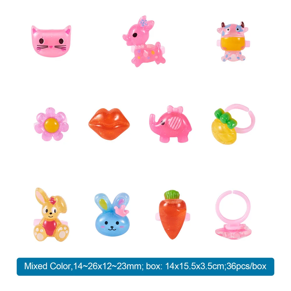 36 шт./коркор. Милые Акриловые Детские Кольца-манжеты смешанных цветов красивые