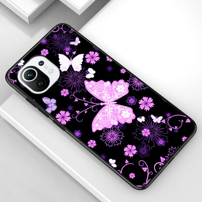 

Colorful cool Butterfly for Xiaomi Mi 11 10T Note 10 Ultra 5G 9 9T SE 8 A3 A2 A1 6X Pro Play F1 Lite 5G Black Phone Case