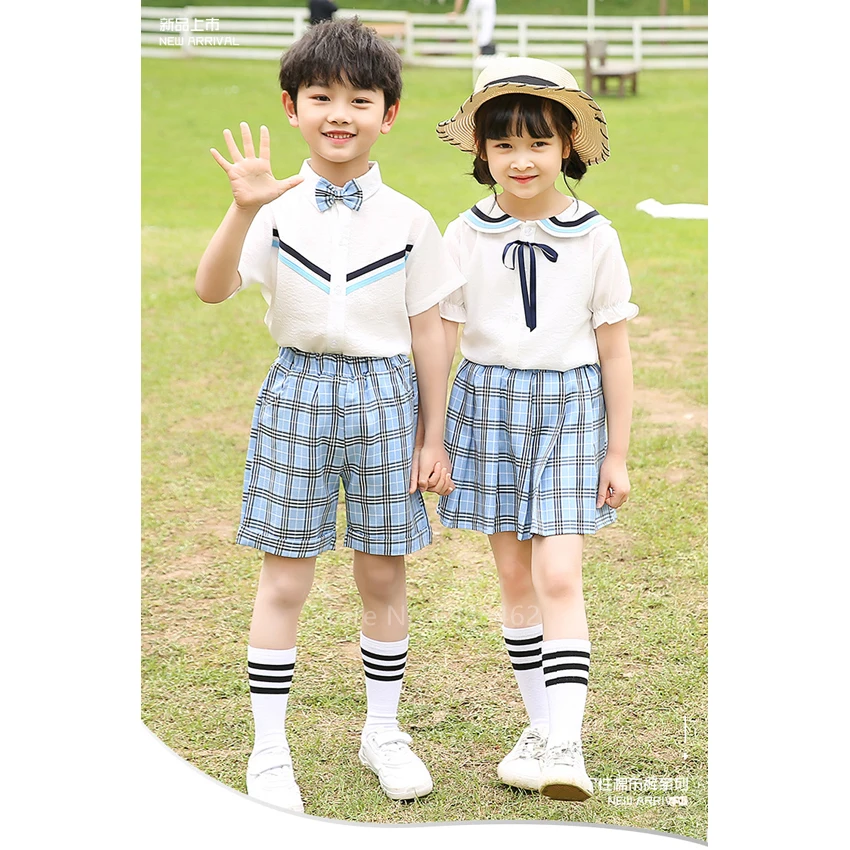 

Kids Kindergarten School Uniform Baby Boys Girls Japanese Pleated Skirt Shirt Stage Performance Choir Child Sailor Korean Outfit
