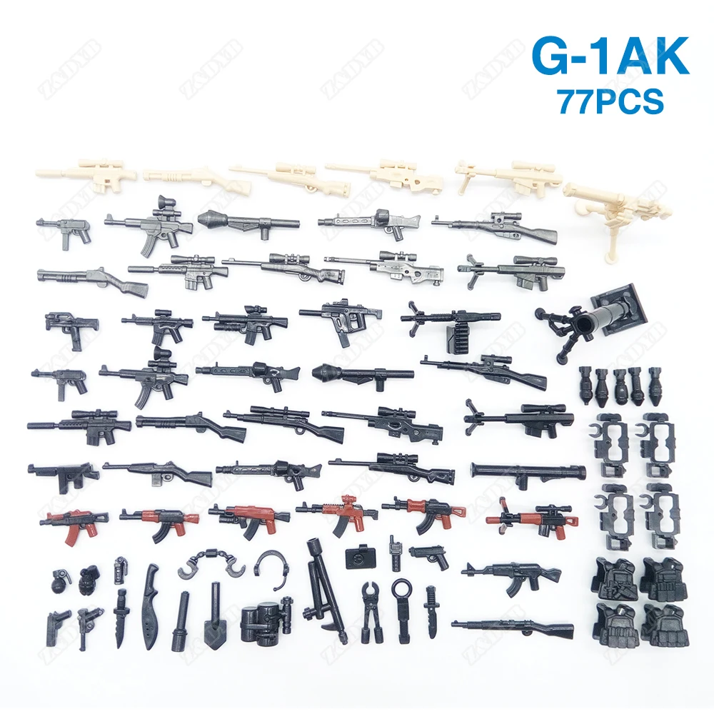 

163PCS Weapon Pack Sand Table Model Gun kit Military Scene Series Mini Soldier Figure WW2 building Block Brick Children Kids Toy