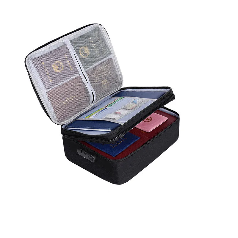

Travel Passport Storage Bag Portable Large-Capacity File Document Organizer Lock Waterproof Multi-Layer Passport Storage Box