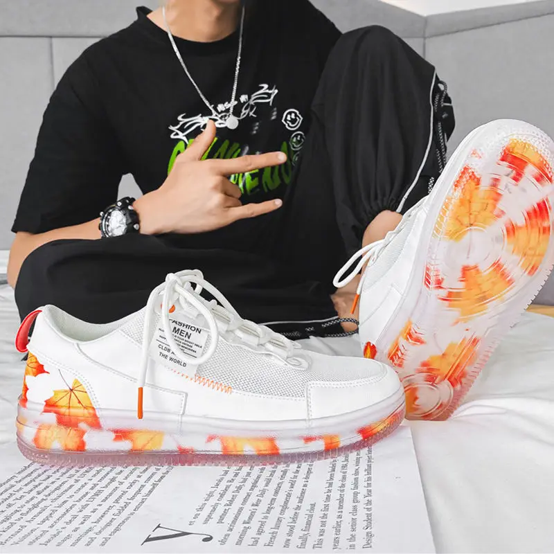 

Board shoes men's summer breathable 2021 new versatile screen printed small white shoes Korean fashion shoes casual men's shoes